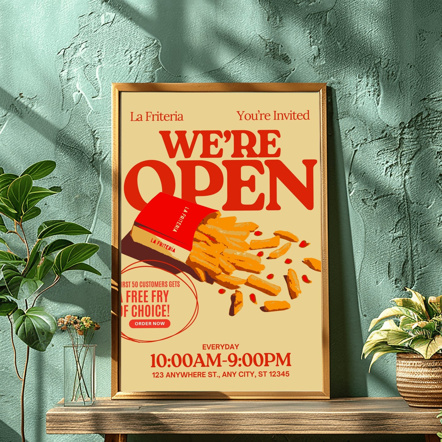 We're Open Art Print | Lunch Times Dining Wall Decor
