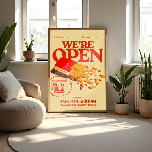 We're Open Art Print | Lunch Times Dining Wall Decor